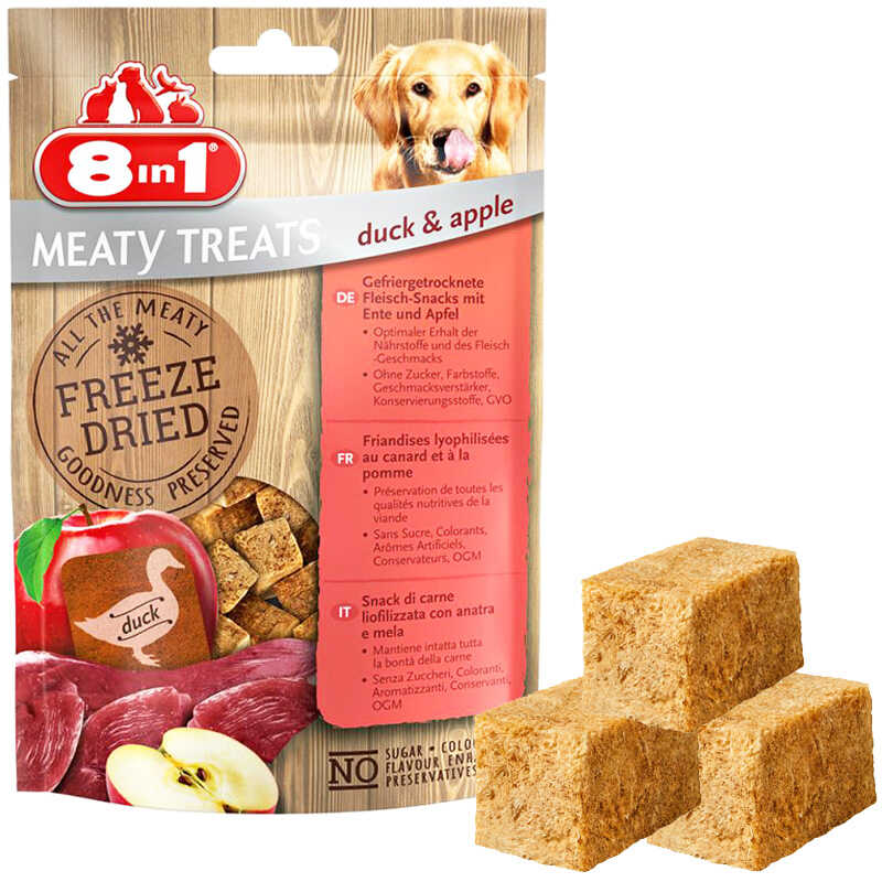 8 in 1 Freeze Dried Tahılsız Ördek ve Elmalı Kurutulmuş Köpek Ödülü 50 Gr - Thumbnail