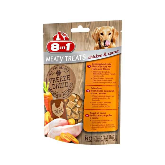 8 in 1 Freeze Dried Tahılsız Tavuk ve Havuçlu Kurutulmuş Köpek Ödülü 50 Gr - Thumbnail