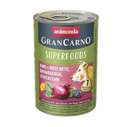 Animonda Gran Carno Superfoods Sığır Etli Pancar Ve Böğürtlenli Yetişkin Köpek Konservesi 400 Gr