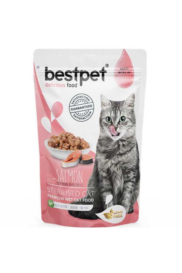 BestPet Sterilised Jelly Pouch Somonlu Kedi Maması 85 Gr - Thumbnail