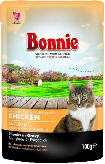 Bonnie Tavuklu Pouch Gravy Yetişkin Kedi Konserve Maması 100 Gr