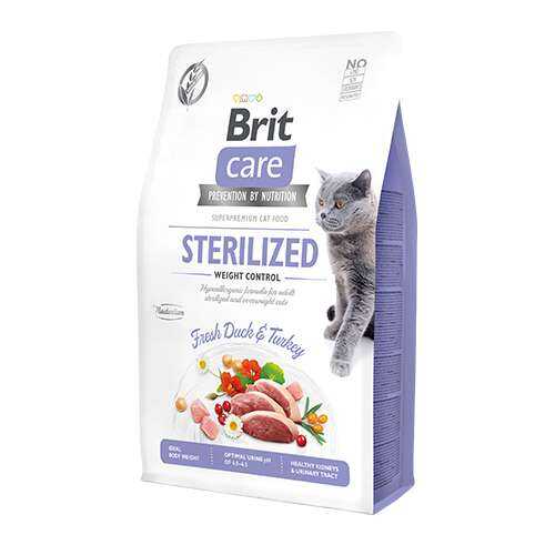 Brit Care Hipoalerjenik Sterilized Ördek ve Hindili Tahılsız Kısırlaştırımış Kedi Maması 2 Kg - Thumbnail