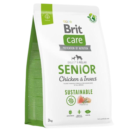 Brit Care Senior Digest & Relax Tavuklu ve Larva Proteinli Yaşlı Köpek Maması 3 Kg