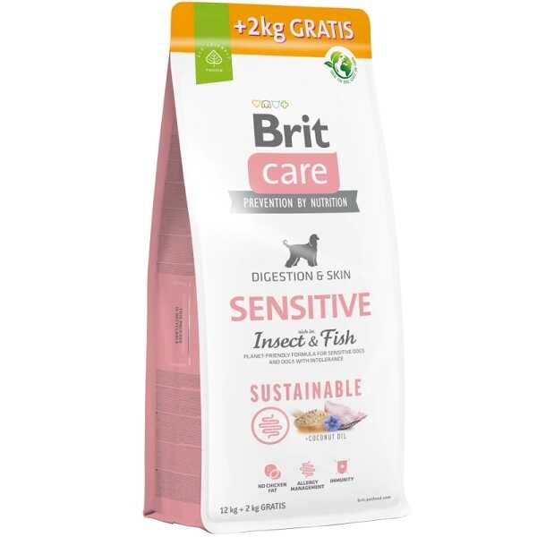 Brit Care Sensitive Digeston & Skin Balıklı Larva Proteinli Yetişkin Köpek Maması 12Kg+2 Kg