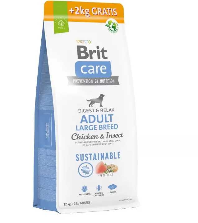 Brit Care Sustainable Adult Large Breed Yetişkin Köpek Maması Tavuklu & Larvalı 12 + 2 Kg