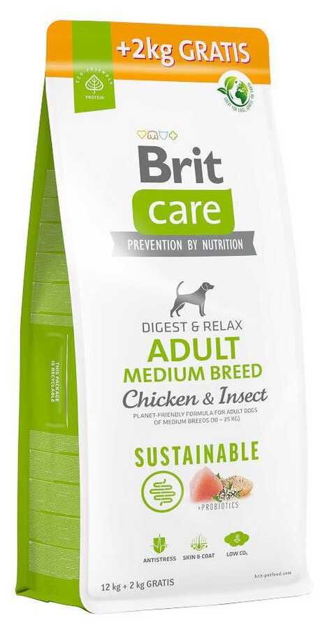 Brit Care Yetişkin Orta Irk Tavuklu & Larva Proteinli 12+2 kg HEDİYELİ