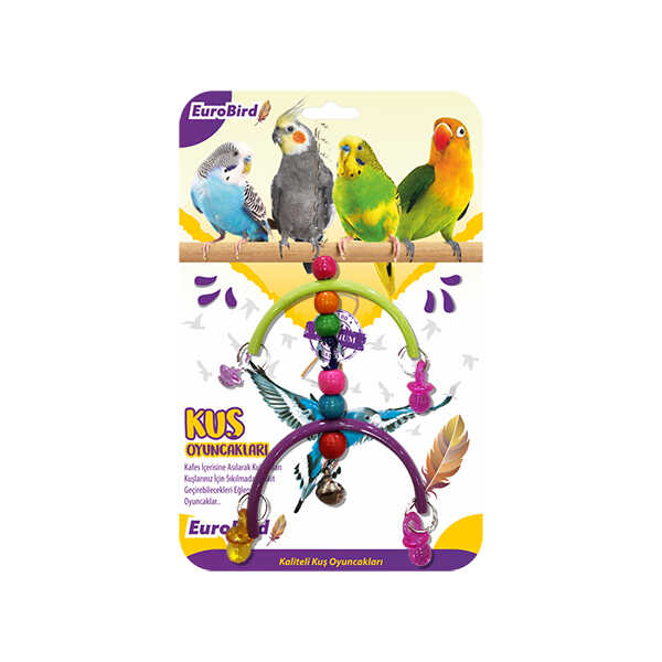 EuroBird Kuş Oyuncağı Renkli Boncuklu Yarım Ay - Thumbnail