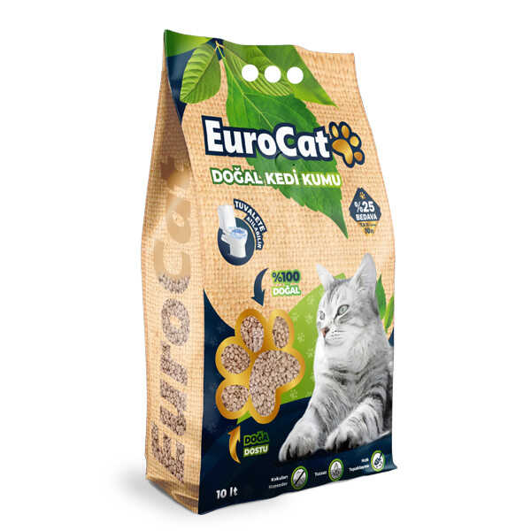 Eurocat Hızlı Topaklaşan Doğal Kedi Kumu 10 Lt