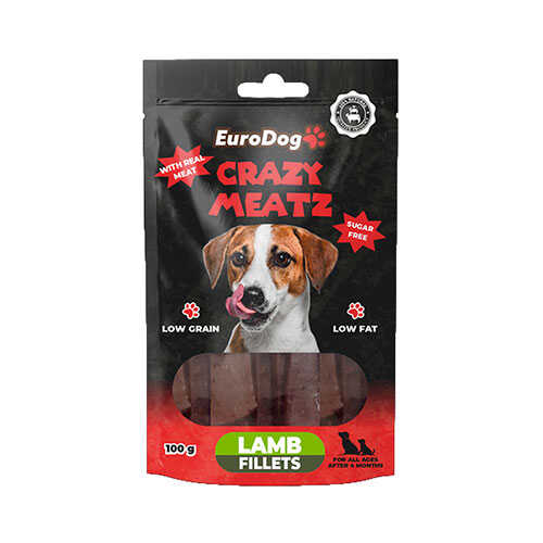 EuroDog Crazy Meatz Kuzu Etli Fileto Şekersiz Köpek Ödül Maması 100 Gr