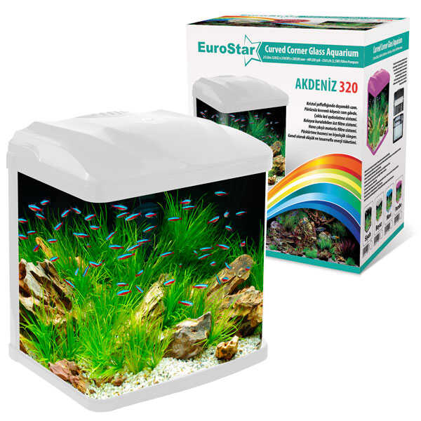 EuroStar Akdeniz 320 Beyaz Akvaryum 4w Led (32x23x38 5)