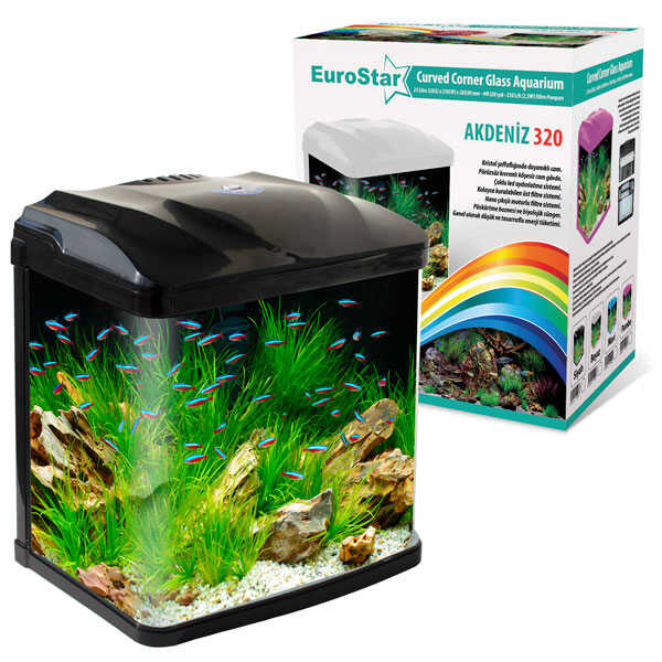 EuroStar Akdeniz 320 Siyah Akvaryum 4w Led (32x23x38 5)