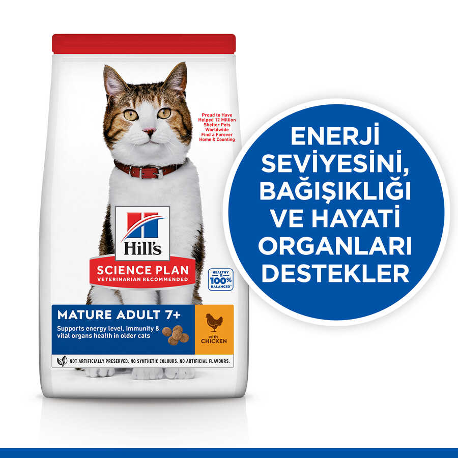 Hills Mature +7 Tavuklu Yaşlı Kedi Maması 3 Kg - Thumbnail