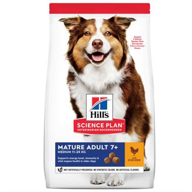 Hills Mature Senior +7 Medium Orta Irk Tavuklu Yaşli Köpek Mamasi 14 Kg