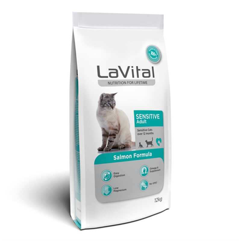 Lavital Sensitive Somonlu Yetişkin Kedi Maması 12Kg