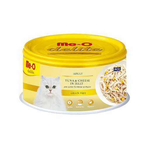 MeO Delite Jöle İçinde Ton & Peynir Tahılsız Kedi Konserve 6x80 Gr