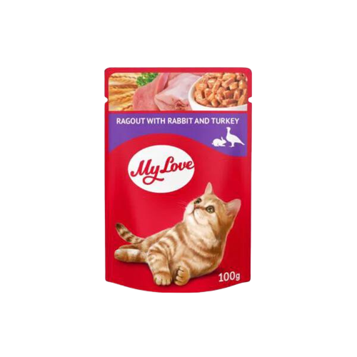 My Love Tavşanlı Ve Hindi Etli Yahni Pouch Kedi Maması 100 Gr - Thumbnail