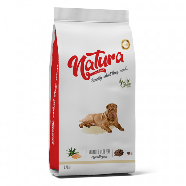 Natura Adult Düşük Tahıllı Somon ve Aleo Veralı Hipoalerjenik Yetişkin Köpek Maması 2.75 Kg