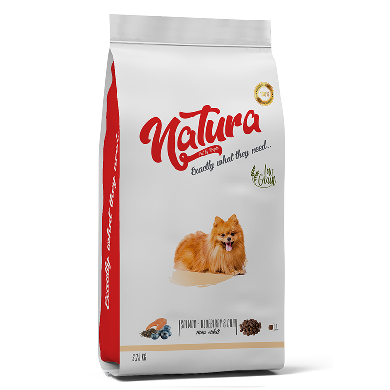 Natura Adult Düşük Tahıllı Somonlu ve Chia Tohumlu Küçük Irk Yetişkin Köpek Maması 2.75 Kg