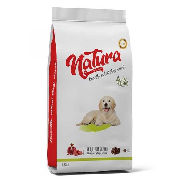 Natura Puppy Düşük Tahıllı Kuzu Etli ve Narlı Orta ve Büyük Yavru Köpek Maması 2.75 Kg