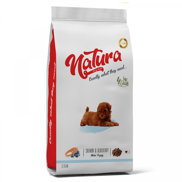 Natura Puppy Düşük Tahıllı Somonlu ve Yaban Mersinli Küçük Irk Yavru Köpek Maması 2.75 Kg