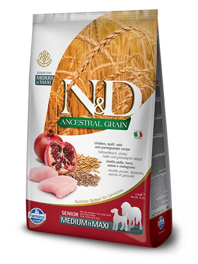 ND Düşük Tahıllı Senior Tavuklu Orta ve Büyük Irk Yaşlı Köpek Maması 2.5 Kg