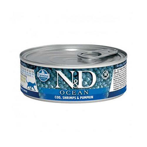 ND Ocean Morina Balığı Karides Balkabağı Kedi Konservesi 6x80 Gr