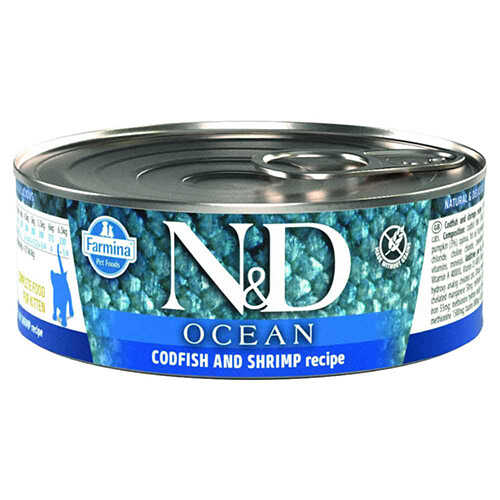 ND Ocean Morina & Karides Balkabağı Yavru Kedi Konserve 6x80 Gr