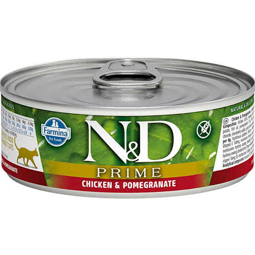 ND Prime Tavuk&Nar Yetişkin Kedi Konserve 6x80 Gr