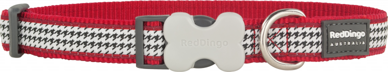 Red Dingo Fang It Desenli Kırmızı Köpek Boyun Tasması 12mm