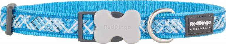 Red Dingo Flanno Desenli Turkuaz Köpek Boyun Tasması 12mm