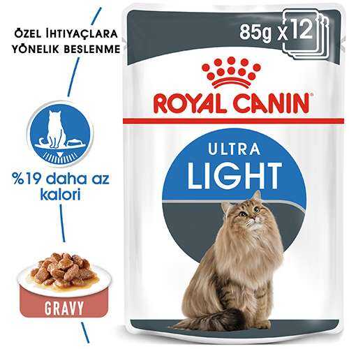 Royal Canin Ultra Light Düşük Kalori Gravy Kedi Konserve 12X85 Gr - Thumbnail