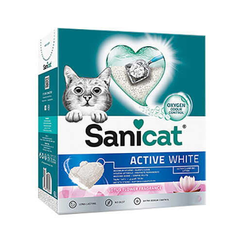 Sanicat Active White Topaklanan Kedi Kumu Lotus Çiçeği Kokulu 10 Lt