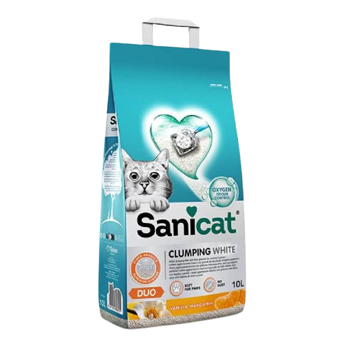 Sanicat Duo White Vanilya Mandalin Kokulu Topaklann Kedi Kumu 10 Lt