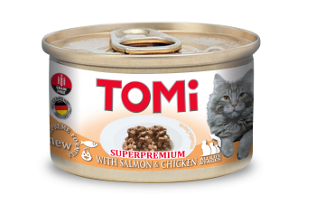 Tomi Parça Tavuk ve Somonlu Yetişkin Kedi Konservesi 85 Gr (12 Adet)