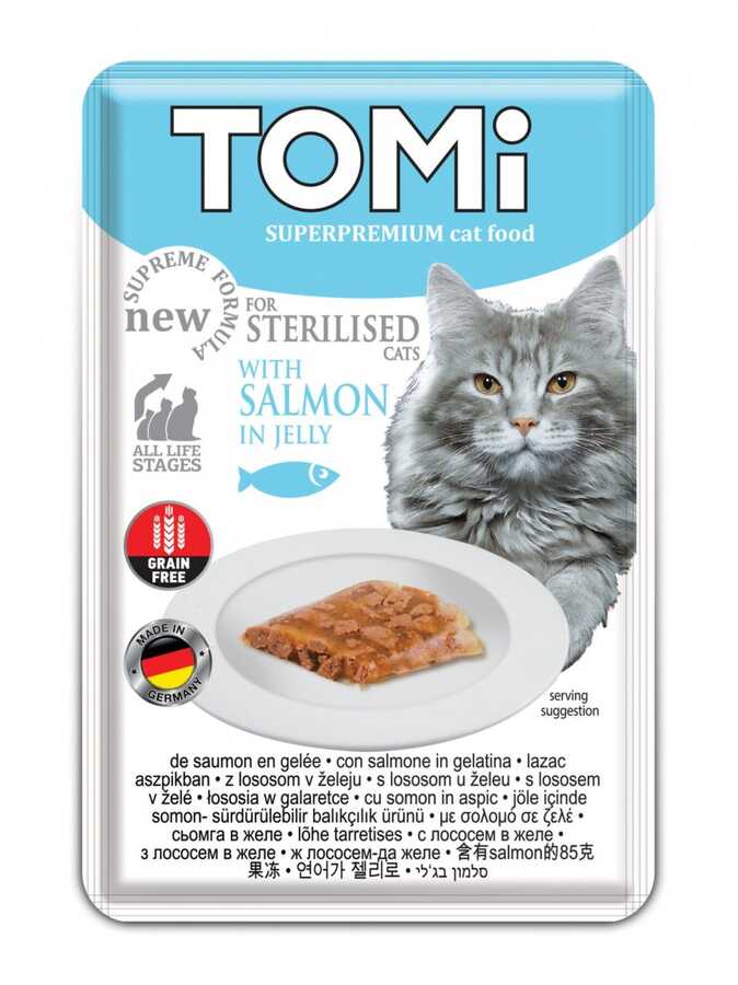 Tomi Pouch Somonlu Kısırlaştırılmış Yetişkin Kedi Konservesi 85 Gr (22 Adet)