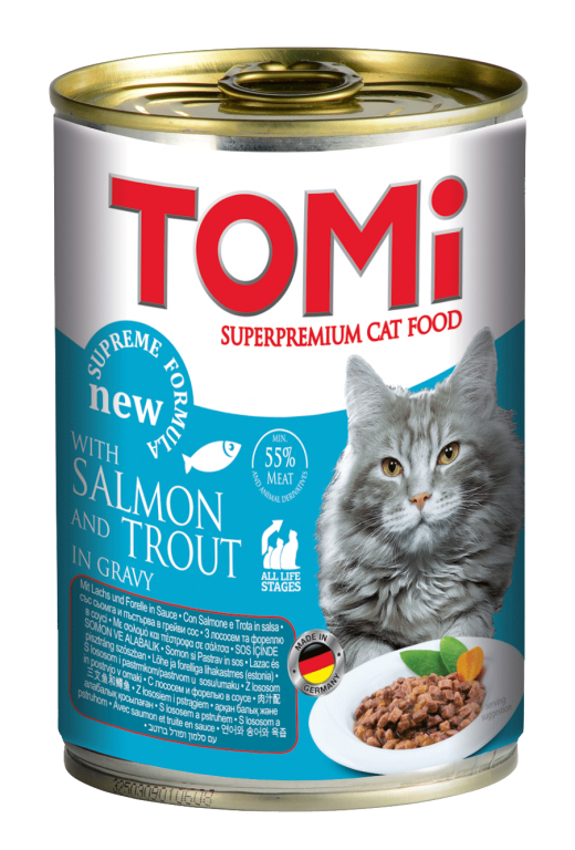 Tomi Somon ve Alabalıklı Yetişkin Kedi Konservesi 400 Gr (24 Adet)