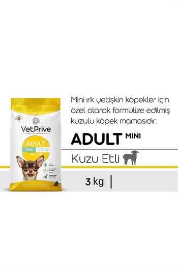 Vet Prive Kuzu Etli Mini & Küçük Irk Yetişkin Köpe Köpek Maması 3 Kg - Thumbnail