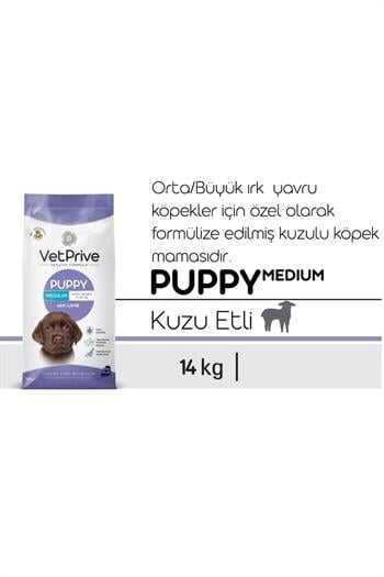 Vet Prive Kuzu Etli Orta ve İri Irk Yavru Köpek Maması 14 kg - Thumbnail