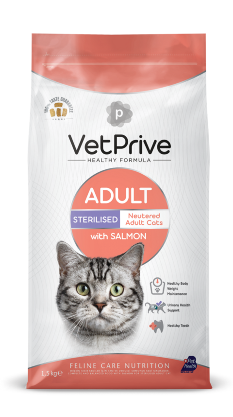 Vet Prive Somonlu Kısırlaştırılmış Yetişkin Kedi Maması 10 Kg