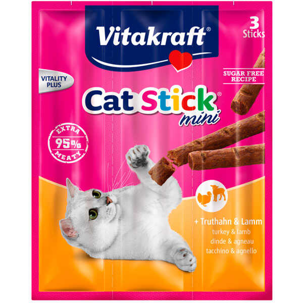 Vitakraft Sticks Hindi ve Kuzu Etli Kedi Ödülü 3x6 Gr