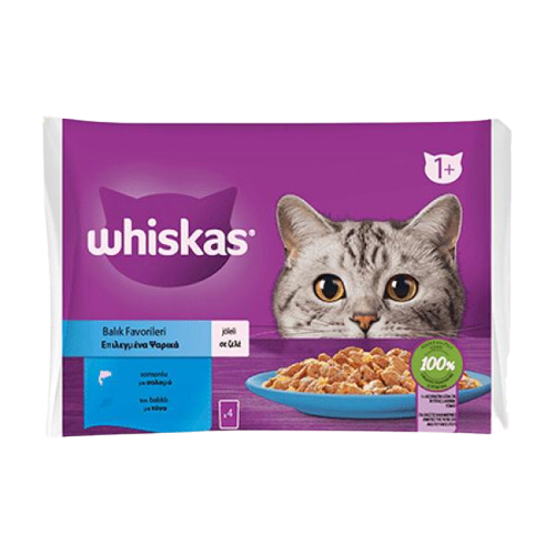 Whiskas Pouch Jöle İçinde Somonlu ve Ton Balıklı Yetişkin Kedi Konservesi 85gr (4'lü)