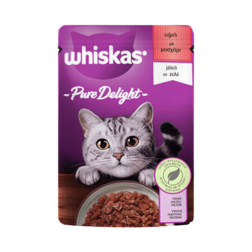 Whiskas Pouch Pure Delight Jöle İçinde Sığır Etli Yetişkin Kedi Konservesi 85 Gr