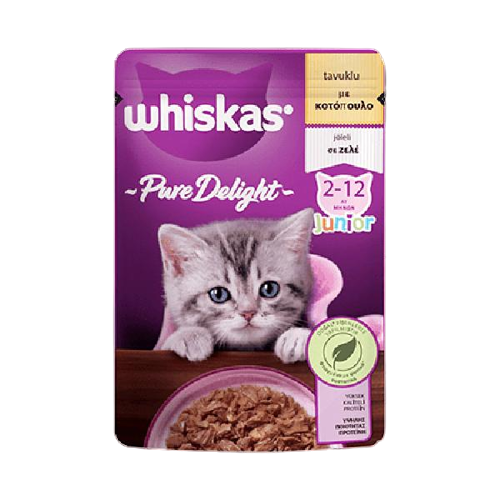 Whiskas Pouch Pure Delight Jöle İçinde Tavuklu Yavru Kedi Konservesi 85gr